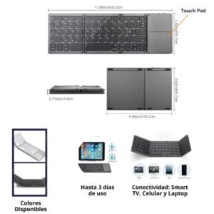 Teclado Inalambrico Plegable con Touch Pad